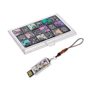 신문자도 자개 명함케이스+자개USB 2종세트 한국전통 외국인 VIP 선물