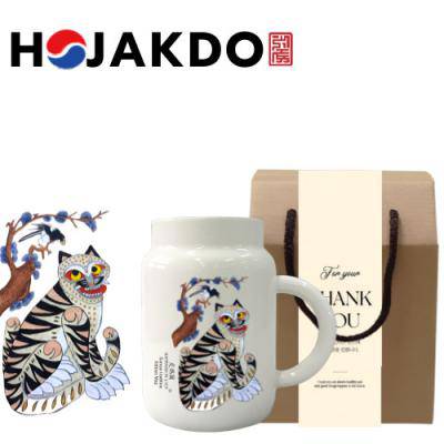 한국전통 까치와호랑이 호작도 항아리 머그 400ml 1P 선물세트