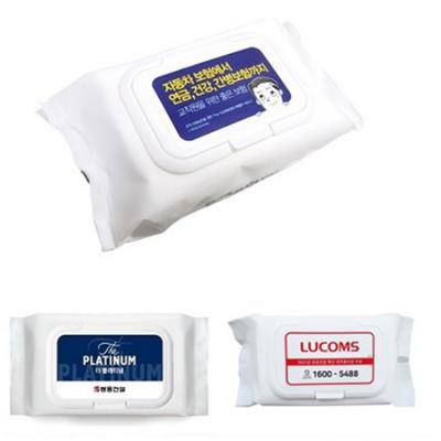 국산정품-무광 흰색물티슈 캡형 80매 40g