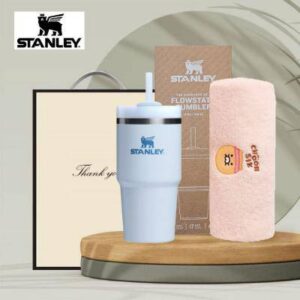 시즈넬 선물세트 스탠리 빨대텀블러591ml+카카오코마사40수타올