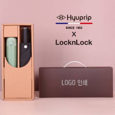 협립 3단60 슈퍼 젠틀맨 고밀도 수동식 우산+락앤락 슬림핏원터치 400ml 텀블러세트