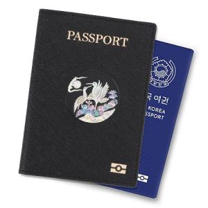 전통문양 여권케이스 송학 나전칠기 소가죽 여권지갑 해킹방지 신혼여행 선물 판촉물
